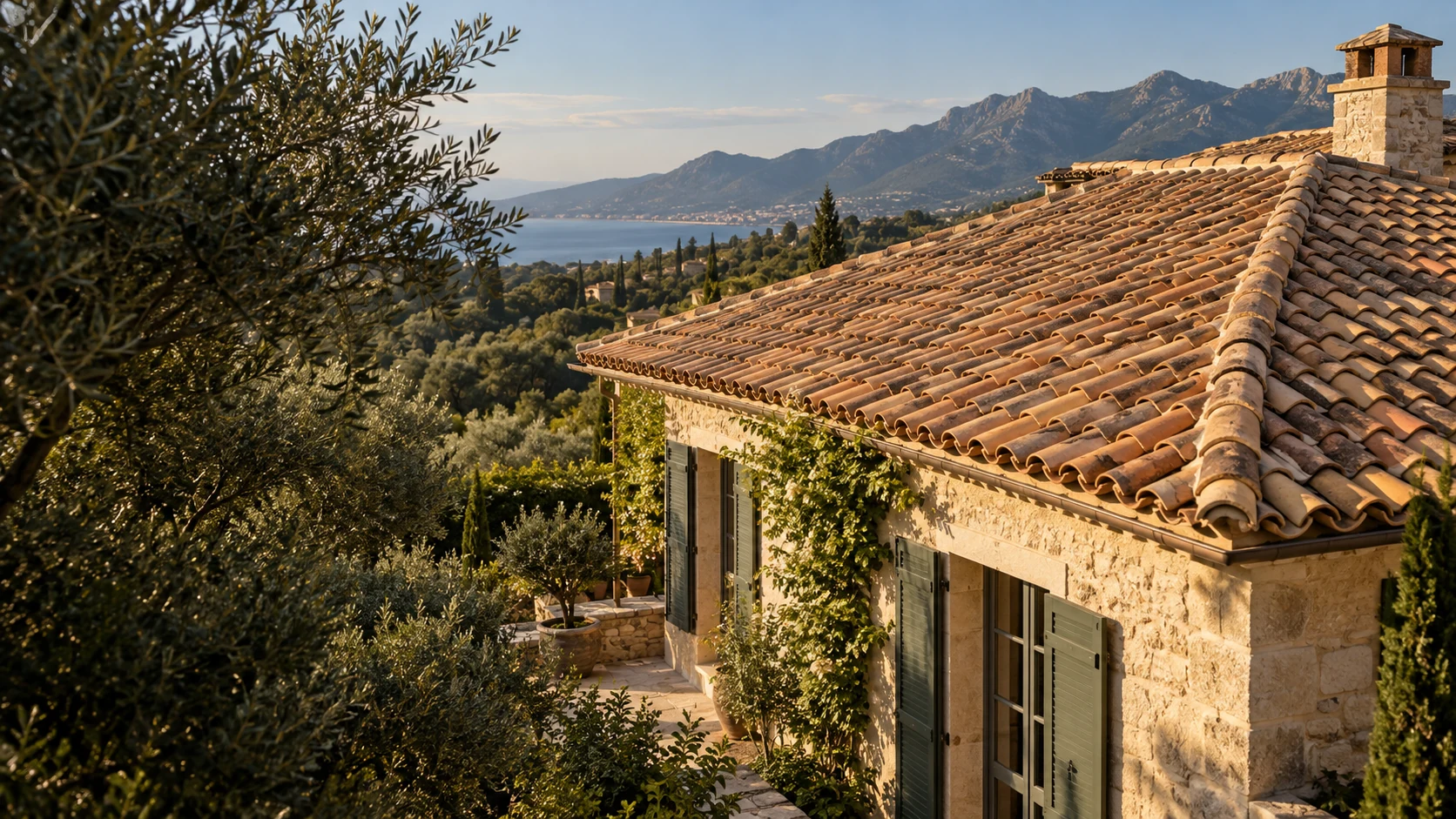 Illustration d’une maison méditerranéenne avec sa toiture en tuiles de terre cuite
